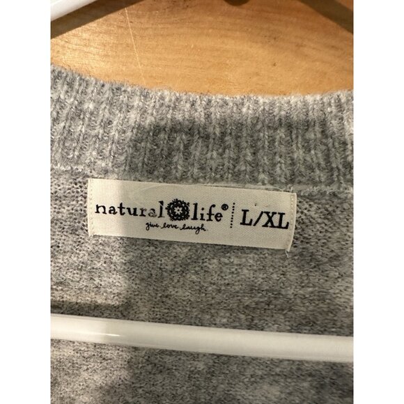 NATURAL LIFE intarsia flower cardigan sweater size L/XL boho whimsy artisan - Picture 3 of 7